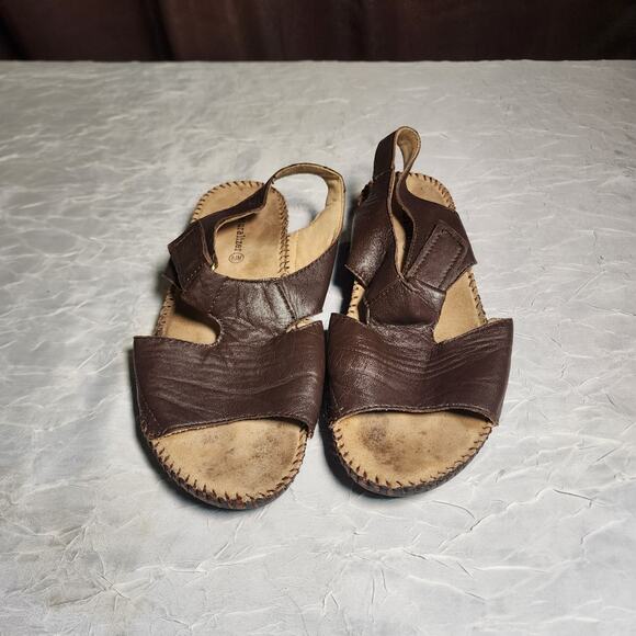 Naturalizer Scout Sandals Flats Womens Size 8.5M Slingback Leather Hook & Loop - Picture 2 of 6